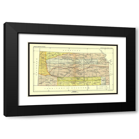 Kansas - Topeka - Hoen 1896 Black Modern Wood Framed Art Print with Double Matting by Hoen