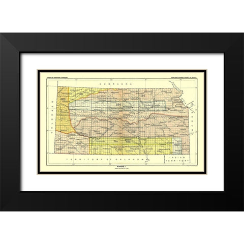 Kansas - Topeka - Hoen 1896 Black Modern Wood Framed Art Print with Double Matting by Hoen