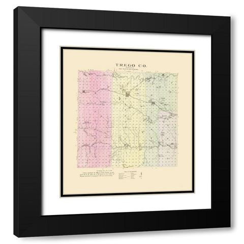 Trego Kansas - Everts 1887 Black Modern Wood Framed Art Print with Double Matting by Everts