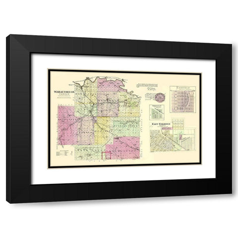 Wabaunsee Kansas - Everts 1887 Black Modern Wood Framed Art Print with Double Matting by Everts