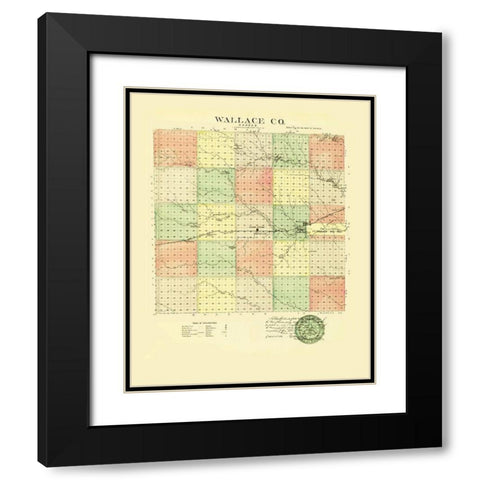 Wallace Kansas - Everts 1887 Black Modern Wood Framed Art Print with Double Matting by Everts