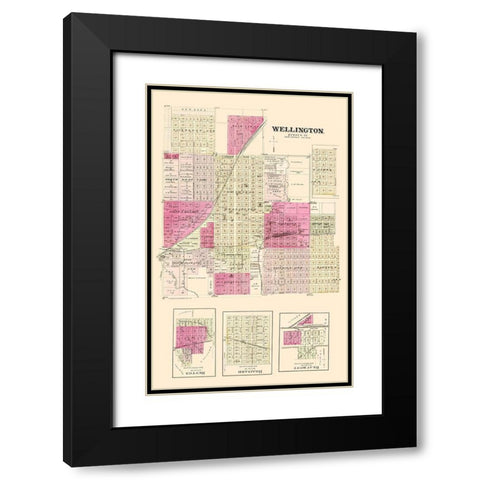 Wellington Kansas Landowner - Everts 1887 Black Modern Wood Framed Art Print with Double Matting by Everts