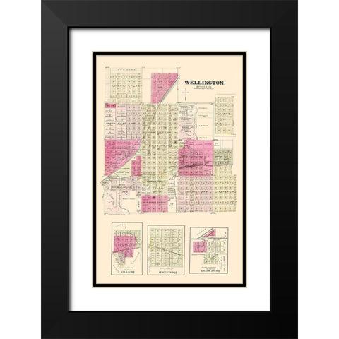 Wellington Kansas Landowner - Everts 1887 Black Modern Wood Framed Art Print with Double Matting by Everts
