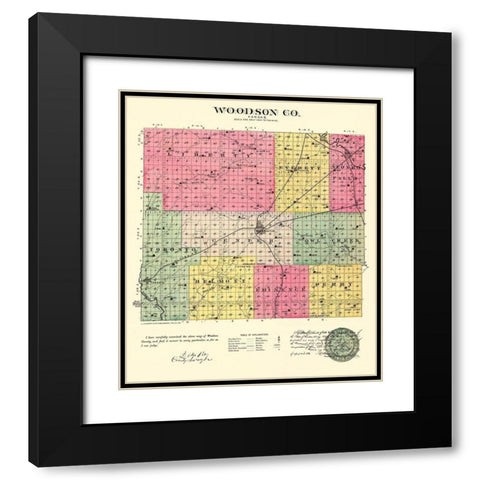 Woodson Kansas - Everts 1887 Black Modern Wood Framed Art Print with Double Matting by Everts