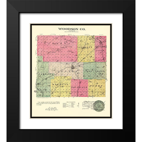 Woodson Kansas - Everts 1887 Black Modern Wood Framed Art Print with Double Matting by Everts