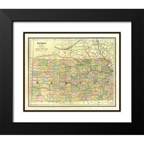 Kansas - Cram 1886 Black Modern Wood Framed Art Print with Double Matting by Cram