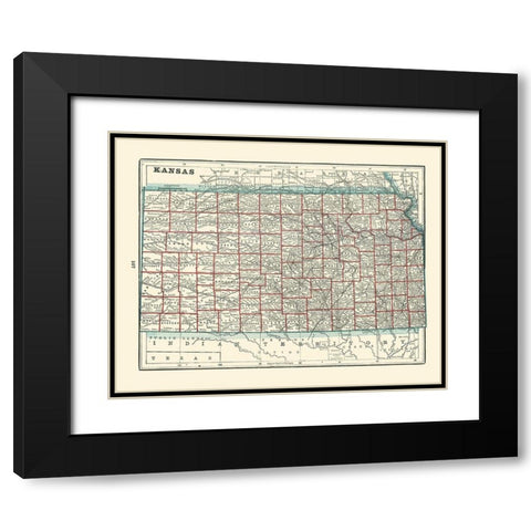 Kansas - Rathbun 1893 Black Modern Wood Framed Art Print with Double Matting by Rathbun
