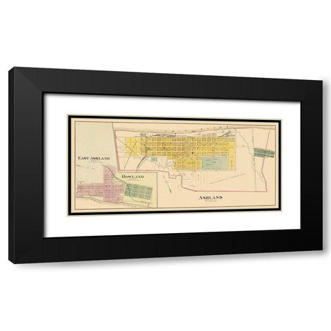 Ashland Kentucky - Hayes 1877 Black Modern Wood Framed Art Print with Double Matting by Hayes