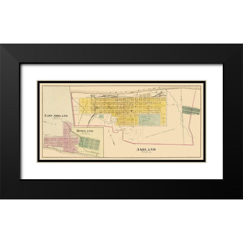 Ashland Kentucky - Hayes 1877 Black Modern Wood Framed Art Print with Double Matting by Hayes