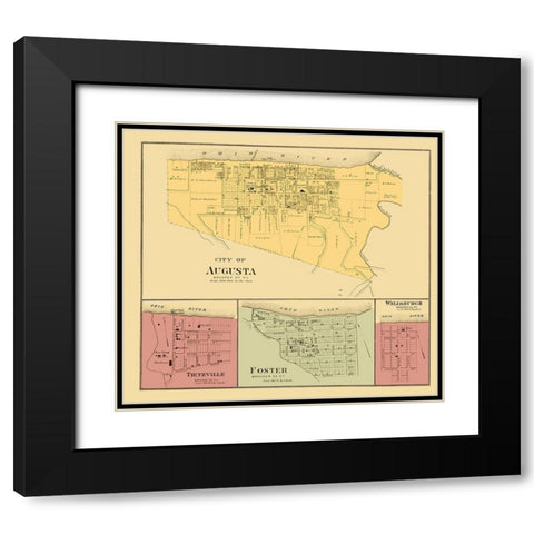 Augusta, Tietzville, Foster, Wellsburgh Kentucky Black Modern Wood Framed Art Print with Double Matting by Hayes