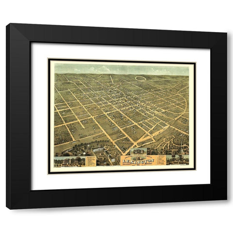 Lexington Kentucky - Ehrgott 1871 Black Modern Wood Framed Art Print with Double Matting by Ehrgott