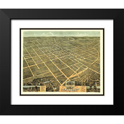 Lexington Kentucky - Ehrgott 1871 Black Modern Wood Framed Art Print with Double Matting by Ehrgott