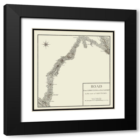 Limestone to Frankfort Kentucky Roads Black Modern Wood Framed Art Print with Double Matting by Bertrand