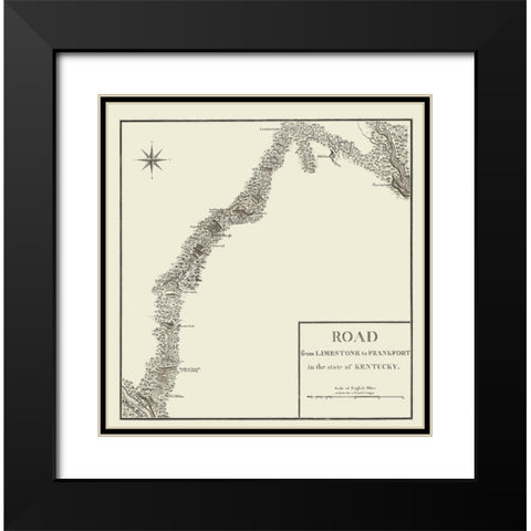 Limestone to Frankfort Kentucky Roads Black Modern Wood Framed Art Print with Double Matting by Bertrand