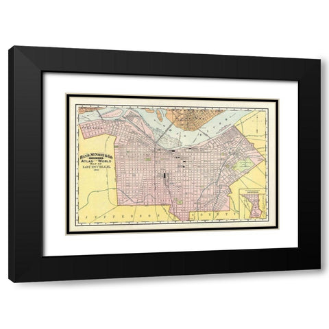 Louisville Kentucky - Rand McNally 1892 Black Modern Wood Framed Art Print with Double Matting by Rand McNally