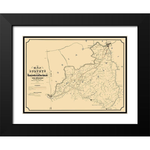 Louisville and Cincinnati Railroad - St John 1866 Black Modern Wood Framed Art Print with Double Matting by St John