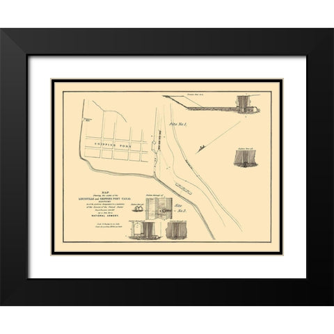 Louisville, Shipping Port Canal Kentucky Black Modern Wood Framed Art Print with Double Matting by Gales