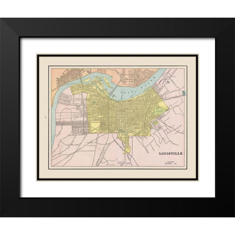 Louisville  Kentucky - Cram 1892 Black Modern Wood Framed Art Print with Double Matting by Cram