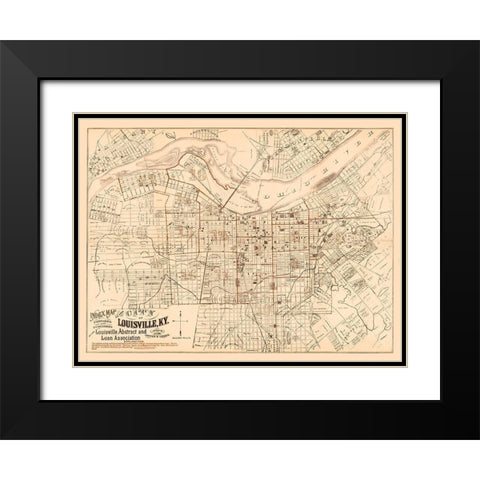 Louisville Kentucky - Breckenridge 1879  Black Modern Wood Framed Art Print with Double Matting by Brakenridge