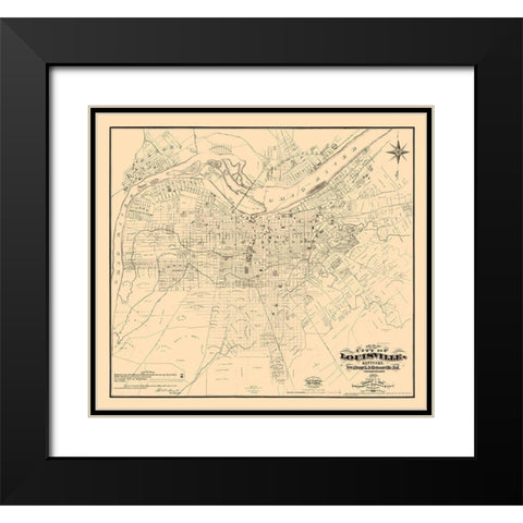 Louisville Kentucky - Coghlan 1873  Black Modern Wood Framed Art Print with Double Matting by Coghlan