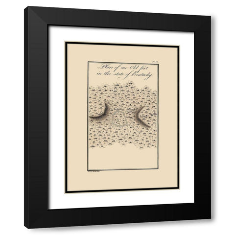 Old Fort In Kentucky - Collot 1796 Black Modern Wood Framed Art Print with Double Matting by Collot