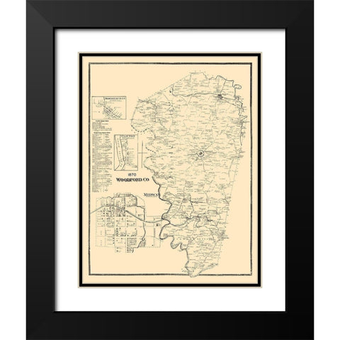 Woodford County Kentucky - Beers 1970  Black Modern Wood Framed Art Print with Double Matting by Beers