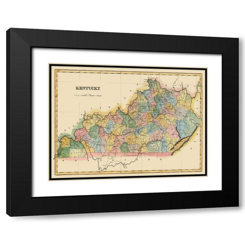Kentucky - Lucas 1823 Black Modern Wood Framed Art Print with Double Matting by Lucas