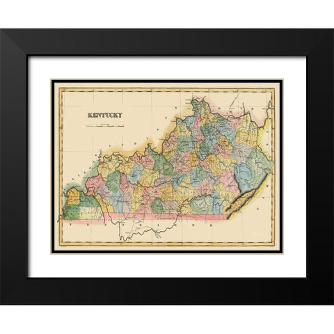 Kentucky - Lucas 1823 Black Modern Wood Framed Art Print with Double Matting by Lucas