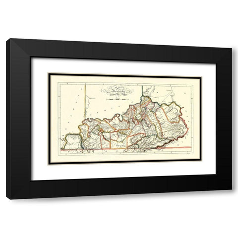Kentucky - Gridley 1814 Black Modern Wood Framed Art Print with Double Matting by Gridley