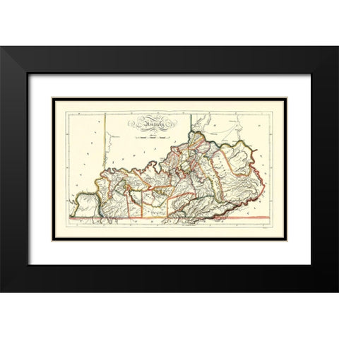 Kentucky - Gridley 1814 Black Modern Wood Framed Art Print with Double Matting by Gridley