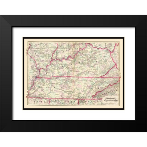 Kentucky, Tennessee - Asher  1874 Black Modern Wood Framed Art Print with Double Matting by Asher