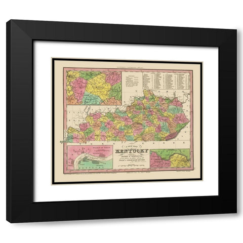 Kentucky, Tennessee Counties - Tanner 1833 Black Modern Wood Framed Art Print with Double Matting by Tanner