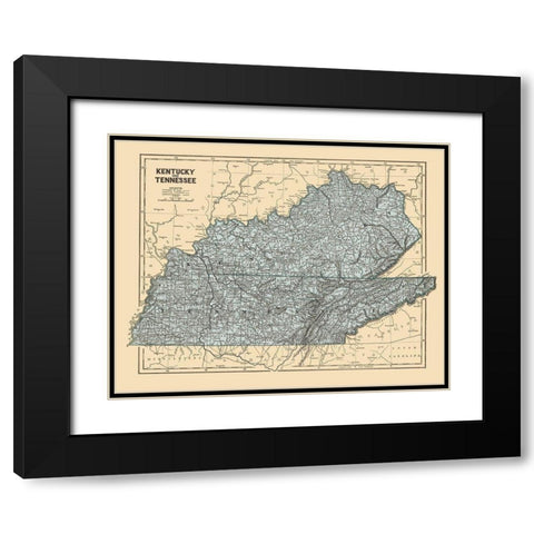 Kentucky, Tennessee - Morse 1845 Black Modern Wood Framed Art Print with Double Matting by Morse