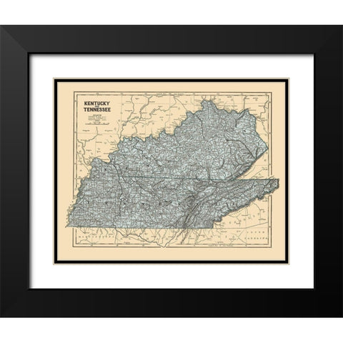 Kentucky, Tennessee - Morse 1845 Black Modern Wood Framed Art Print with Double Matting by Morse