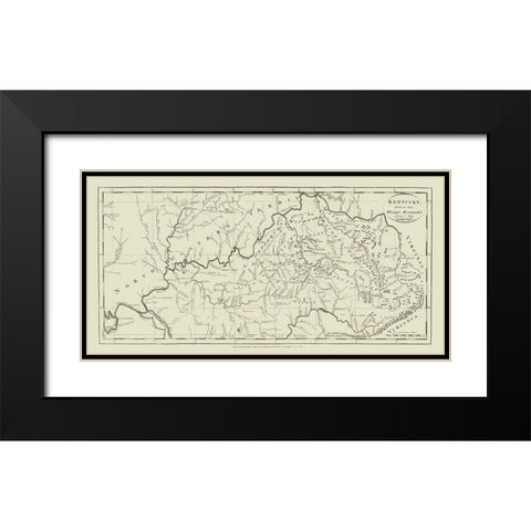 Kentucky - Carey 1795 Black Modern Wood Framed Art Print with Double Matting by Carey
