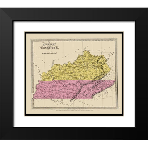 Kentucky, Tennessee - Illman 1834 Black Modern Wood Framed Art Print with Double Matting by Illman