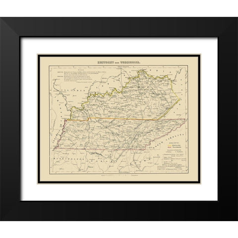 Kentucky, Tennessee - Westermann 1854 Black Modern Wood Framed Art Print with Double Matting by Westermann