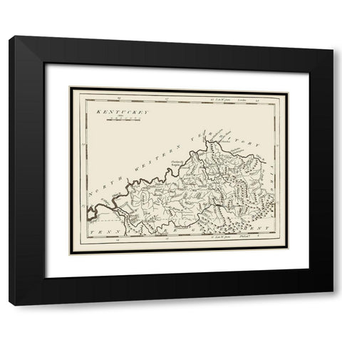Kentucky - Carey 1796 Black Modern Wood Framed Art Print with Double Matting by Carey