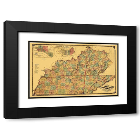 Kentucky, Tennessee - Middleton 1861 Black Modern Wood Framed Art Print with Double Matting by Middleton