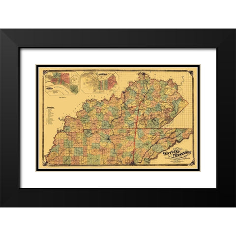 Kentucky, Tennessee - Middleton 1861 Black Modern Wood Framed Art Print with Double Matting by Middleton