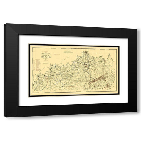 Kentucky Railroad - Hoeing 1891 Black Modern Wood Framed Art Print with Double Matting by Hoeing
