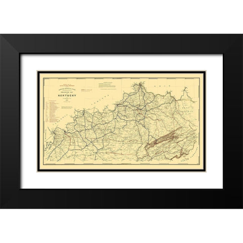 Kentucky Railroad - Hoeing 1891 Black Modern Wood Framed Art Print with Double Matting by Hoeing