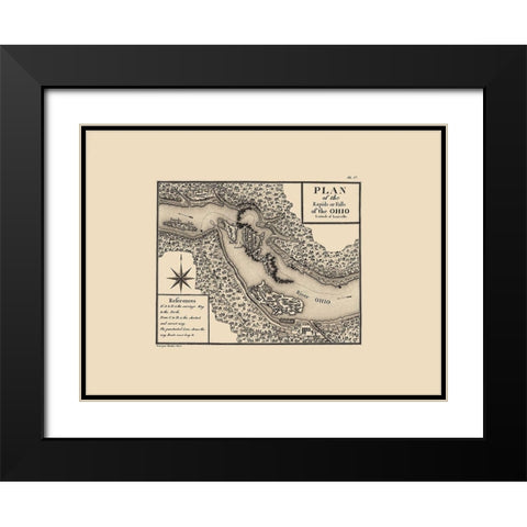 Rapids of Ohio River - Collett 1976 Black Modern Wood Framed Art Print with Double Matting by Collett