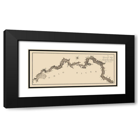 Ohio River Kentucky - Collot 1796 Black Modern Wood Framed Art Print with Double Matting by Collot