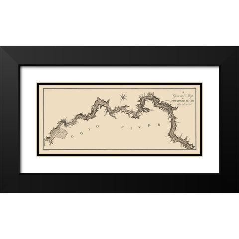 Ohio River Kentucky - Collot 1796 Black Modern Wood Framed Art Print with Double Matting by Collot