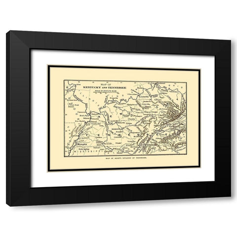 Tennessee Hoods Invasion -Century 1864  Black Modern Wood Framed Art Print with Double Matting by Century