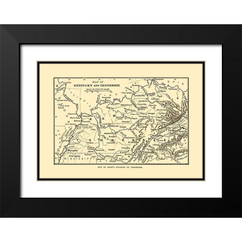 Tennessee Hoods Invasion -Century 1864  Black Modern Wood Framed Art Print with Double Matting by Century