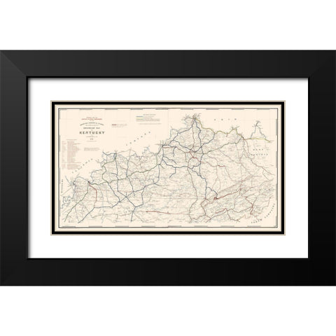 Kentucky Railroads- Hoeing 1891  Black Modern Wood Framed Art Print with Double Matting by Hoeing