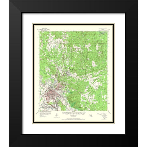 Alexandria Louisiana Quad - USGS 1957 Black Modern Wood Framed Art Print with Double Matting by USGS