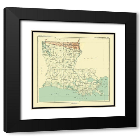 Louisiana - Hoen 1896 Black Modern Wood Framed Art Print with Double Matting by Hoen
